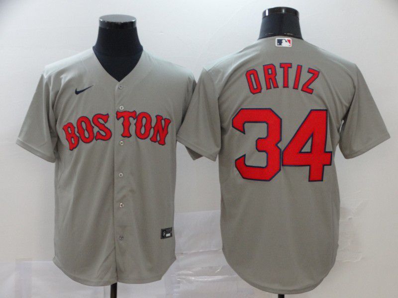 Men Boston Red Sox 34 Ortiz Grey Nike Game MLB Jerseys